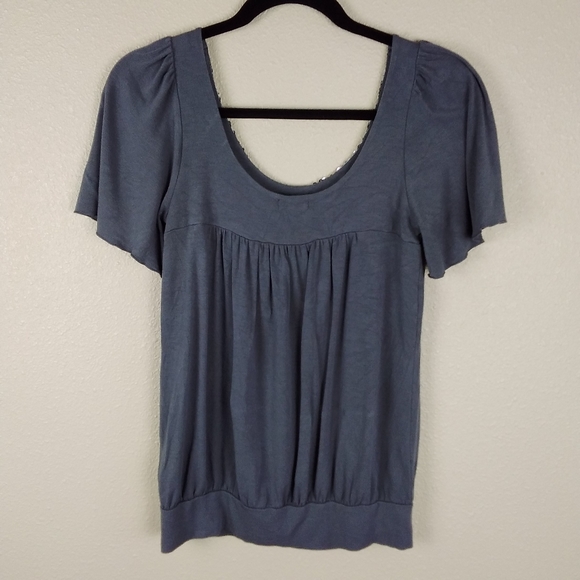 Gibson Gray Sequin Banded Hem Shirt - Picture 2 of 6